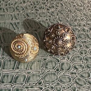 2 Goldtone Costume Rings - Indian inspired and Turquoise detailed sizes 6 & 8